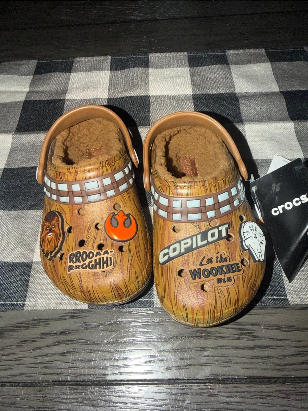 Brand New With Tags Toddler Star Wars Chewbacca Lined Crocs size 9 limited ed